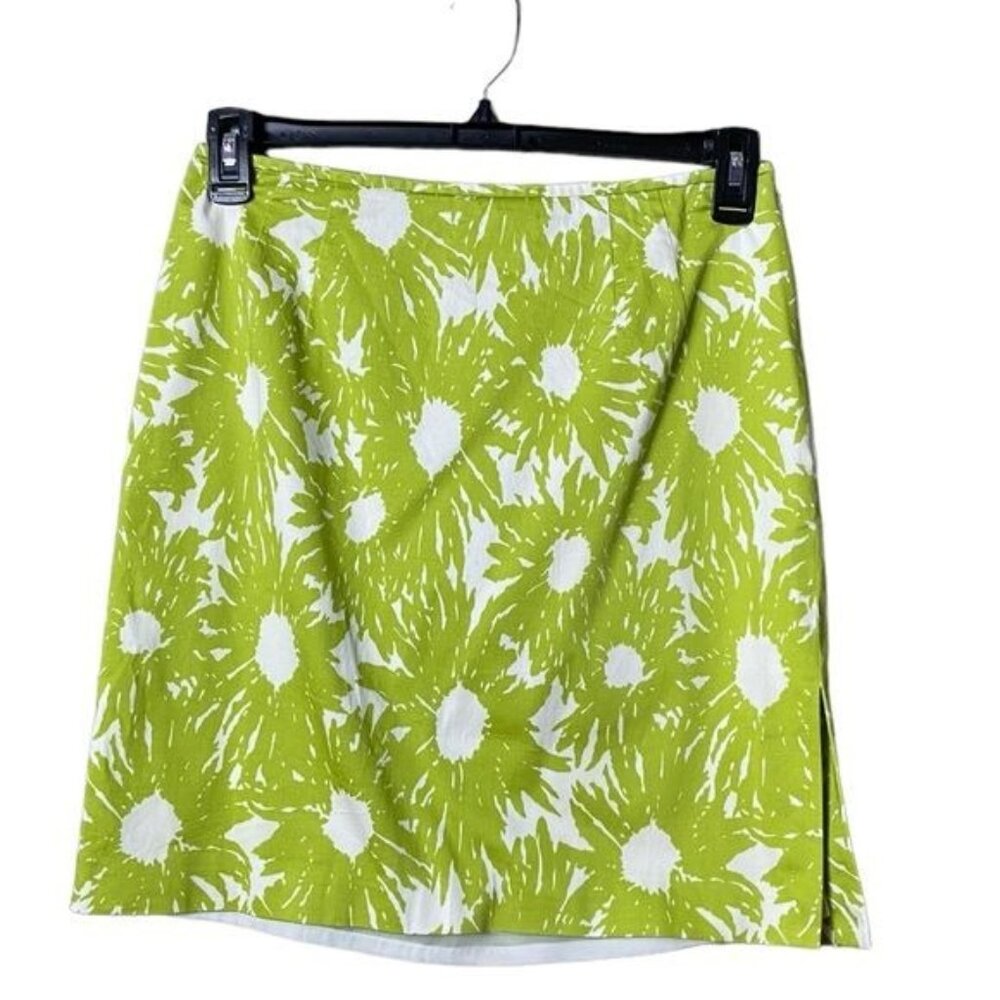 Talbots Vintage 90s Y2K  Petites Cotton Skirt Green Size 8P Stretch Beachy